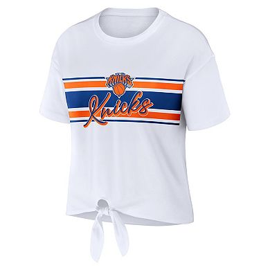 Women's WEAR by Erin Andrews White New York Knicks Tie-Front T-Shirt