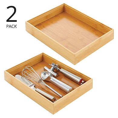 mDesign Formbu 9" x 12" x 2" Stackable Kitchen Drawer Organizer Bin Box Tray, 2 Pack