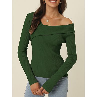 Women's Long Sleeve V Neck Chocker Slim Fit Sweater Tops