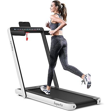 2-in-1 Electric Motorized Health and Fitness Folding Treadmill with Dual Display
