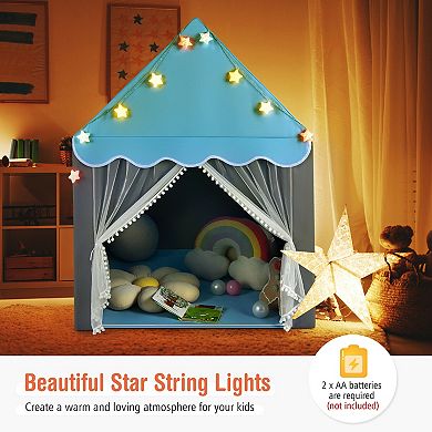 Kids Playhouse Tent with Star Lights and Mat