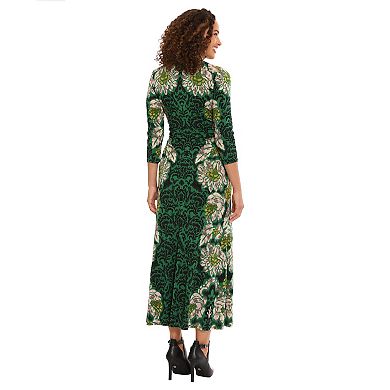 Women's London Times Jewel Neck 3/4-Sleeve Maxi Dress