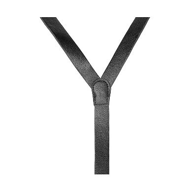 Women's Vintage PU Leather Y Suspenders Adjustable Holes Belts 27.17-33.07"