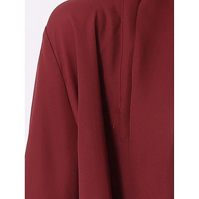 Women's Open Front Shawl Lapel 3/4 Ruched Sleeves Chiffon Crop Blazer