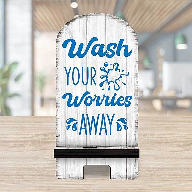 Worries Away Cell Phone Stand Family Decor Wood Mobile Holder Organizer