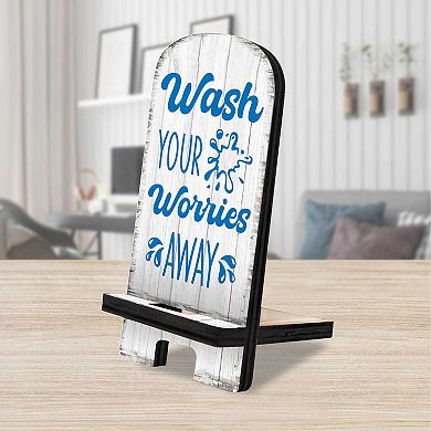 Worries Away Cell Phone Stand Family Decor Wood Mobile Holder Organizer