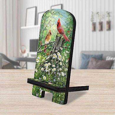 Cardinals Appear When Angels Are Near Cell Phone Stand Inspirational Decor Wood Mobile Holder Organizer