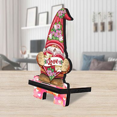 Love Gnome Cell Phone Stand Family Decor Wood Mobile Holder Organizer