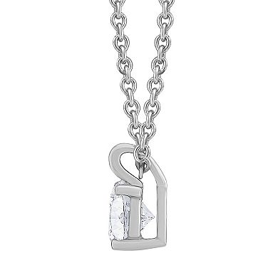 Diamond Medley 14k White Gold 1/3 Carat T.W. Lab-Grown Diamond Round Solitaire Pendant Necklace