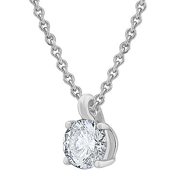 Diamond Medley 14k White Gold 1/3 Carat T.W. Lab-Grown Diamond Round Solitaire Pendant Necklace