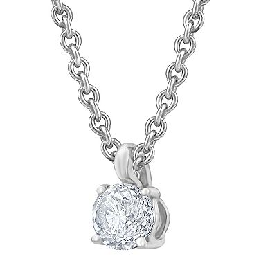 Diamond Medley 14k White Gold 1/10 Carat T.W. Lab-Grown Diamond Round Solitaire Pendant Necklace