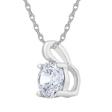 Diamond Medley 14k White Gold 1/4 Carat T.W. Lab-Grown Diamond Round Solitaire Pendant Necklace