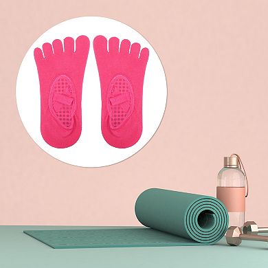 3 Pair Yoga Socks Five Toe Socks Ballet Socks with Grips for Women Light Purple