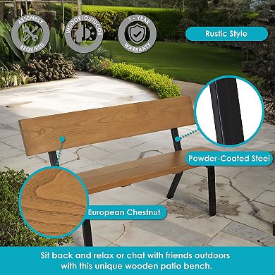 Sunnydaze 59" European Chestnut Patio Bench