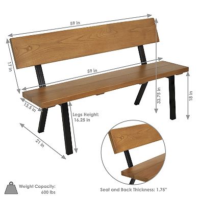 Sunnydaze 59" European Chestnut Patio Bench