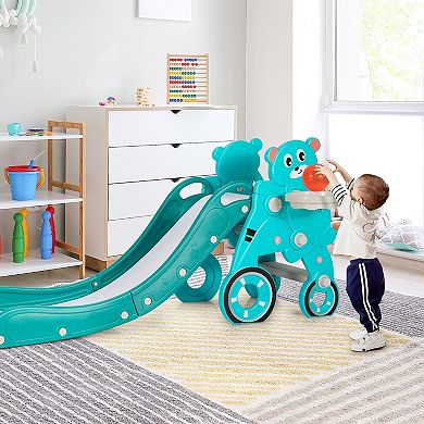 4-in-1 Foldable Baby Slide Toddler Climber Slide PlaySet with Ball