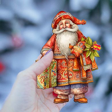 Santa Around The World - Spanish Santa - Christmas Wooden Ornaments Set Of 3 By G. Debrekht