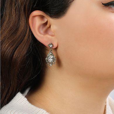 1928 Gold Tone Crystal Drop Earrings
