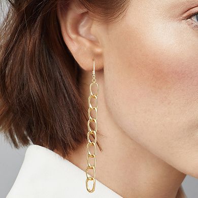 Nine West Gold Tone Linear Chain Drop Earrings