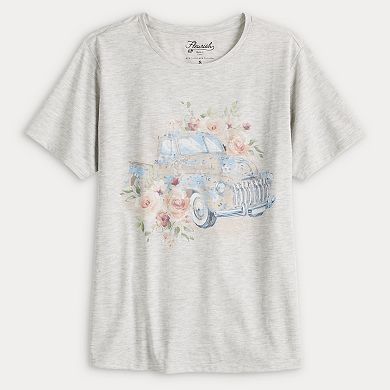 Women's Floral Ditsy Truck Short Sleeve Graphic Tee