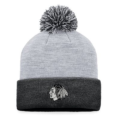 Women's Fanatics Branded Gray Chicago Blackhawks Cuffed Knit Hat with Pom