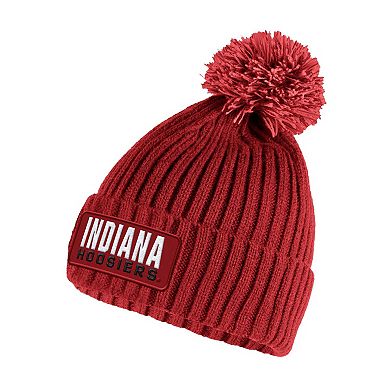 Men's adidas Crimson Indiana Hoosiers Modern Ribbed Cuffed Knit Hat with Pom
