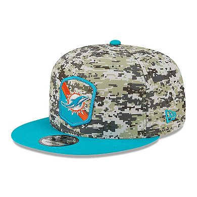 Men's New Era  Camo/Aqua Miami Dolphins 2023 Salute To Service 9FIFTY Snapback Hat