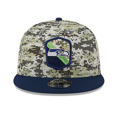 Men's New Era  Camo/College Navy Seattle Seahawks 2023 Salute To Service 9FIFTY Snapback Hat