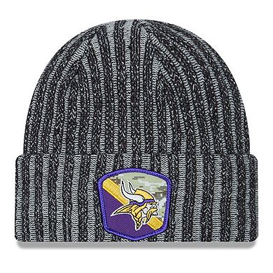 Youth New Era  Black Minnesota Vikings 2023 Salute To Service Cuffed Knit Hat