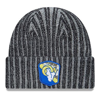 Youth New Era  Black Los Angeles Rams 2023 Salute To Service Cuffed Knit Hat
