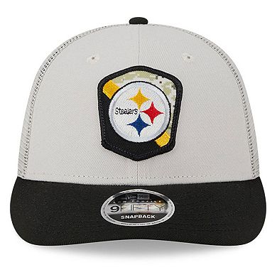 Men's New Era  Stone/Black Pittsburgh Steelers 2023 Salute To Service Low Profile 9FIFTY Snapback Hat