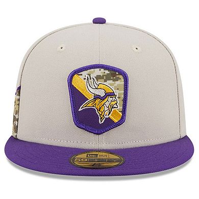 Men's New Era  Stone/Purple Minnesota Vikings 2023 Salute To Service 59FIFTY Fitted Hat