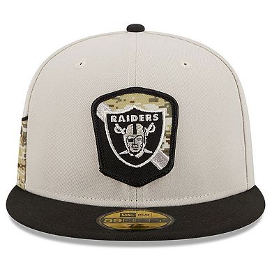 Men's New Era  Stone/Black Las Vegas Raiders 2023 Salute To Service 59FIFTY Fitted Hat
