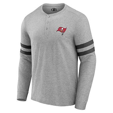 Men's NFL x Darius Rucker Collection by Fanatics Heather Gray Tampa Bay Buccaneers Henley Long Sleeve T-Shirt