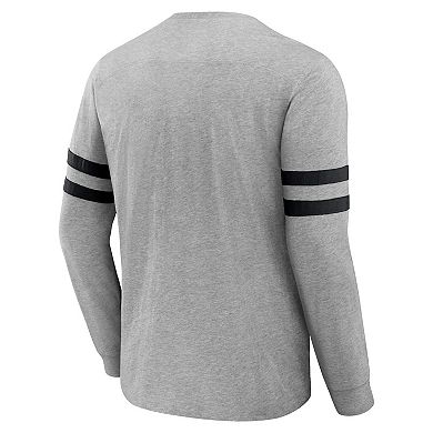 Men's NFL x Darius Rucker Collection by Fanatics Heather Gray Carolina Panthers Henley Long Sleeve T-Shirt