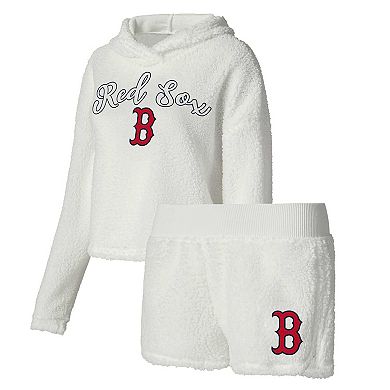 Women's Concepts Sport Cream Boston Red Sox Fluffy Hoodie Top & Shorts Sleep Set