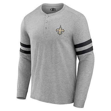 Men's NFL x Darius Rucker Collection by Fanatics Heather Gray New Orleans Saints Henley Long Sleeve T-Shirt