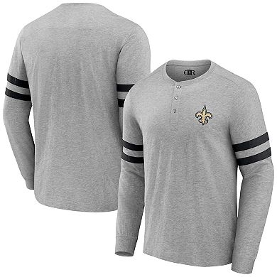 Men's NFL x Darius Rucker Collection by Fanatics Heather Gray New Orleans Saints Henley Long Sleeve T-Shirt