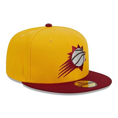 Men's New Era Yellow/Red Phoenix Suns Fall Leaves 2-Tone 59FIFTY Fitted Hat