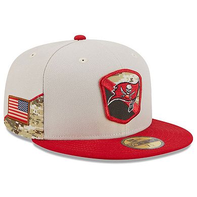 Men's New Era  Stone/Scarlet Tampa Bay Buccaneers 2023 Salute To Service 59FIFTY Fitted Hat