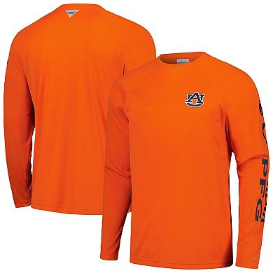 Men's Columbia Orange Auburn Tigers Terminal Tackle Omni-Shade Raglan Long Sleeve T-Shirt