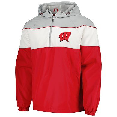 Men's G-III Sports by Carl Banks Red Wisconsin Badgers Center Line Half-Zip Raglan Hoodie Jacket