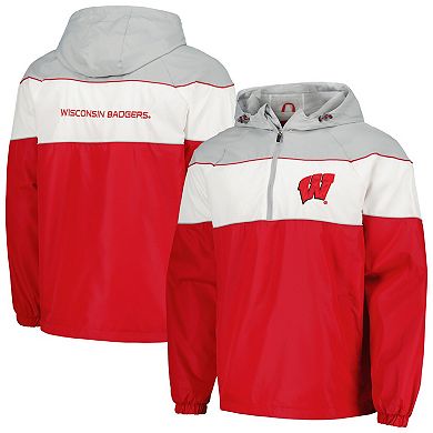 Men's G-III Sports by Carl Banks Red Wisconsin Badgers Center Line Half-Zip Raglan Hoodie Jacket