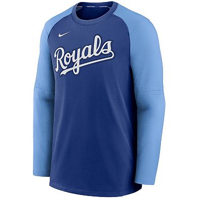 Men's Nike Royal/Light Blue Kansas City Royals Authentic Collection Pregame Performance Raglan Pullover Sweatshirt