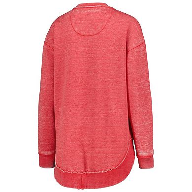 Women's Pressbox Scarlet Ohio State Buckeyes Vintage Wash Pullover Sweatshirt