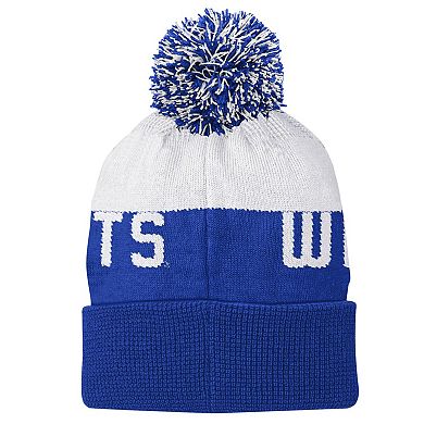 Youth White Kentucky Wildcats Patchwork Cuffed Knit Hat with Pom