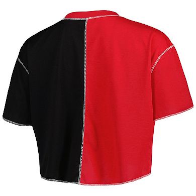 Women's ZooZatz Red/Black Georgia Bulldogs Colorblock Cropped T-Shirt