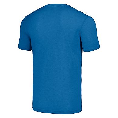Men's Homage Aidan Hutchinson Blue Detroit Lions Caricature Player Tri-Blend T-Shirt
