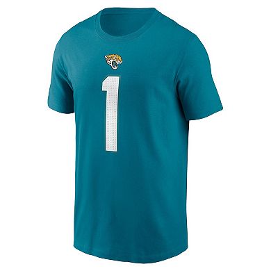 Men's Nike Travis Etienne  Teal Jacksonville Jaguars  Player Name & Number T-Shirt