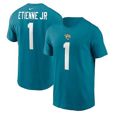 Men's Nike Travis Etienne  Teal Jacksonville Jaguars  Player Name & Number T-Shirt